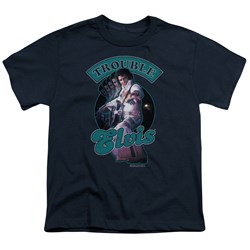 Elvis - Total Trouble Big Boys T-Shirt In Navy