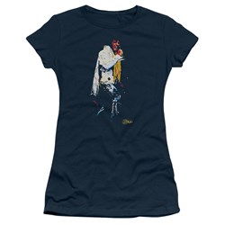 Elvis - Yellow Scarf Juniors T-Shirt In Navy