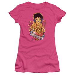 Elvis - Burning Love Juniors T-Shirt In Hot Pink