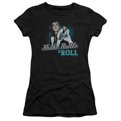 Elvis - Shake Rattle & Roll Juniors T-Shirt In Black