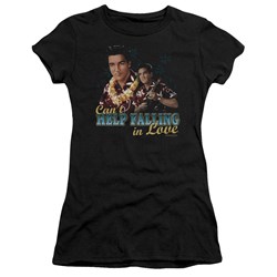Elvis - Can't Help Falling Juniors T-Shirt In Black