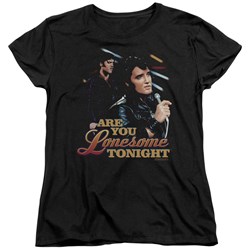 Elvis - Are You Lonesome Womens T-Shirt In Black