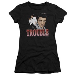 Elvis - Trouble Juniors T-Shirt In Black