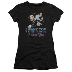 Elvis - I Want You Juniors T-Shirt In Black