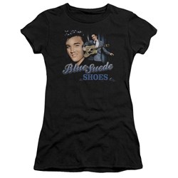 Elvis - Blue Suede Shoes Juniors T-Shirt In Black