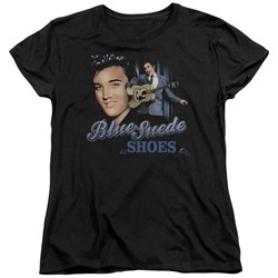 Elvis - Blue Suede Shoes Womens T-Shirt In Black
