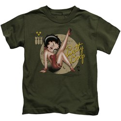 Betty Boop - Nose Art Little Boys T-Shirt In Military Green