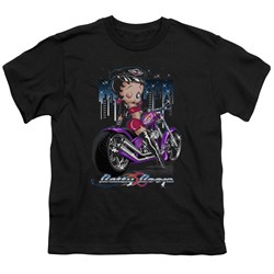Betty Boop - City Chopper Big Boys T-Shirt In Black