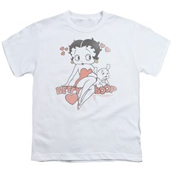 Betty Boop - Classic With Pup Big Boys T-Shirt In White