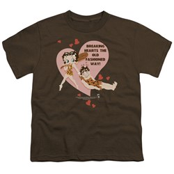 Betty Boop - Breaking Hearts Big Boys T-Shirt In Coffee