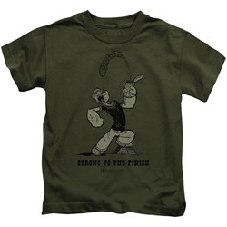 Popeye - Strong To The Finish Little Boys T-Shirt In Military Green