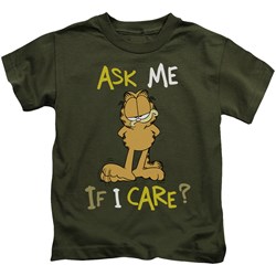 Garfield - Ask Me If I Care Little Boys T-Shirt In Military Green