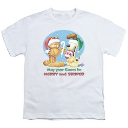 Garfield - Merry And Striped Big Boys T-Shirt In White