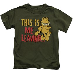 Garfield - Leaving Little Boys T-Shirt In Military Green