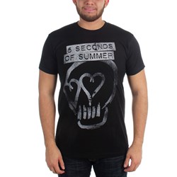 5 Seconds Of Summer - Mens Heart Skull Silver T-Shirt