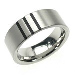 Classic Titanium Band with 3 Laser Cut Strips for Him & Her