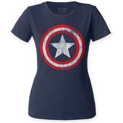 Captain America - Womens Distressed Shield T-Shirt