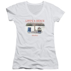Office Space - Juniors Lifes A Beach V-Neck T-Shirt