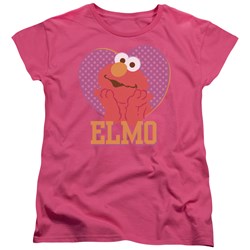 Sesame Street - Womens Patterned Elmo Heart T-Shirt