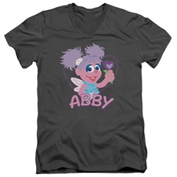 Sesame Street - Mens Flat Abby V-Neck T-Shirt