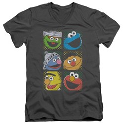 Sesame Street - Mens Group Squares V-Neck T-Shirt