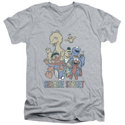 Sesame Street - Mens Colorful Group V-Neck T-Shirt