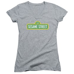 Sesame Street - Juniors Logo V-Neck T-Shirt