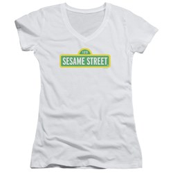 Sesame Street - Juniors Logo V-Neck T-Shirt