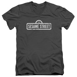 Sesame Street - Mens One Color Logo V-Neck T-Shirt