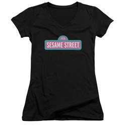 Sesame Street - Juniors Alt Logo V-Neck T-Shirt