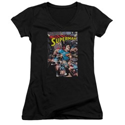 Superman - Juniors Action One V-Neck T-Shirt
