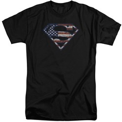 Superman - Mens Wartorn Flag Tall T-Shirt