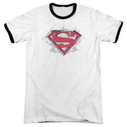 Superman - Mens Hastily Drawn Shield Ringer T-Shirt