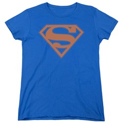Superman - Womens Blue & Orange Shield T-Shirt