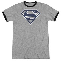 Superman - Mens Navy & White Shield Ringer T-Shirt
