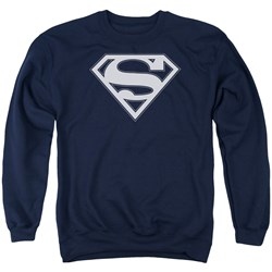 Superman - Mens Navy &Amp; White Shield Sweater