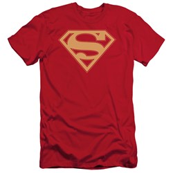 Superman - Mens Red & Gold Shield Slim Fit T-Shirt