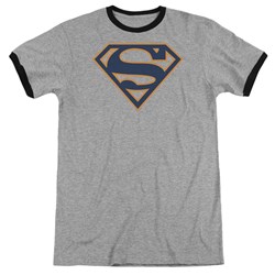 Superman - Mens Navy & Orange Shield Ringer T-Shirt