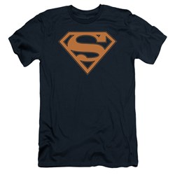 Superman - Mens Navy & Orange Shield Slim Fit T-Shirt