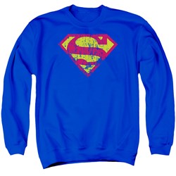 Superman - Mens Classic Logo Distressed Sweater