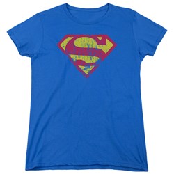 Superman - Womens Classic Logo Distressed T-Shirt