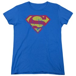 Superman - Womens Classic Logo Distressed T-Shirt