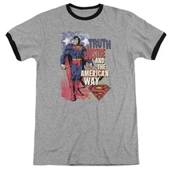 Superman - Mens Truth Justice Ringer T-Shirt