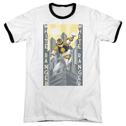 Power Rangers - Mens White Ranger Deco Ringer T-Shirt