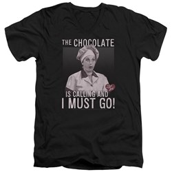 I Love Lucy - Mens Chocolate Calling V-Neck T-Shirt