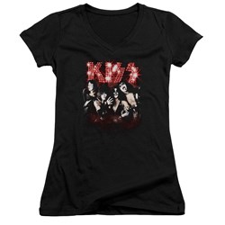 Kiss - Juniors Smoke And Mirrors V-Neck T-Shirt