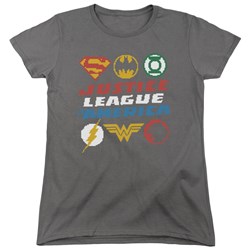 Justice League - Womens Pixel Logos T-Shirt