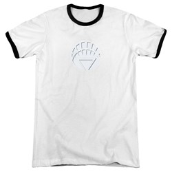 Green Lantern - Mens White Lantern Logo Ringer T-Shirt