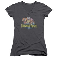 Fraggle Rock - Juniors Circle Logo V-Neck T-Shirt