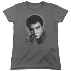 Elvis - Womens Grey Portrait T-Shirt